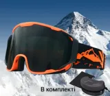 Гірськолижна маска двошарова AntiFog в комплекті з кейсом, чорні з помаранчевим HX23