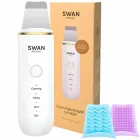 Ультразвуковий уз скрабер Swan SmartClean 2.0 для чищення обличчя прилад омолодження шкіри ліфтингу та фонофорезу апарат іонний косметологічний глибокий пілінг від прищів портативний для мікромасажу 4 режими білий