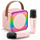 Караоке мікрофон з колонкою LOSSO P8 Double бездротовий рожевий