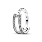 Срібне кільце з подвійною стрічкою та паве 52 .