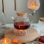 Чайник для заварювання з підставкою для підігріву 1 л прозорий з фільтром