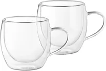 Набір чашок із ручками та подвійними стінками Ardesto Боросилікатне скло Прозорий 300 мл х 2 шт (AR2630BHR)