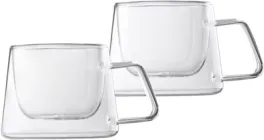 Набір чашок із ручками та подвійними стінками Ardesto Боросилікатне скло Прозорий 200 мл х 2 шт (AR2620BHR)