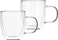 Набір чашок із ручками та подвійними стінками Ardesto Боросилікатне скло Прозорий 310 мл х 2 шт (AR2631BHR)