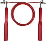 Швидкісна скакалка EasyFit Aluminium зі сталевим тросом регульованої довжини та алюмінієвими ручками Червона (EF-1910-R) (56001815)