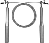 Скоростная скакалка EasyFit Aluminium со стальным тросом регулируемой длинны и алюминиевыми ручками Серая (EF-1910-SR) (56001814)