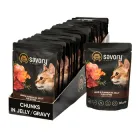 Блок вологих кормів для кошенят Savory Cat Pouch for Kitten, with Lamb and Pumpkin, ягня з гарбузом у желе, пауч, 22 шт х 85 г (4820261920086)