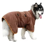 Рушник/халат для собак Derby з мікрофібри на липучках, Brown M