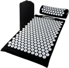 Масажний килимок Easyfit мат акупунктурний-аплікатор Кузнєцова + валик-масажер для тіла EF-2709-BW Чорний з білим (56002907)