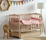 Дитяче ліжечко для новонароджених ТМ Кузя Ангеліна маятник,ящик,бук Натуральний