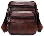 Сумка чоловіча планшет через плече для документів та для телефону з натуральної шкіри маленька Vintage Коричневий 37325