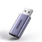 Звукова карта Ugreen USB - 3.5мм minijack з підтримкою мікрофону 24 біт/96 кГц TRRS Зовнішній Адаптер Стерео AUX 4-піновий Сірий