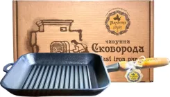 Сковорода-гриль Maysternya чавунна квадратна 28х28 см (Т307)