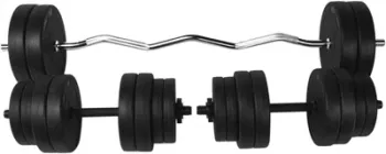 Набір RN-Sport штанга бітумна W-подібна 25 кг + 2 гантелі по 16 кг (Bitum Rn0057)