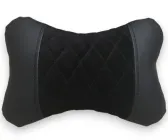 Автомобільна подушка АвтоХоп на підголівник для шиї Чорна в ромби вставка алькантари