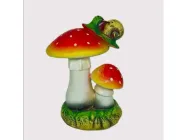 Садова фігурка ADEKO гіпс 29см Гриб подвійний мухомор з равликом
