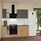 Кухня ДСП 2 Класік SENAM 2,0 м вбудована плита, окрема витяжка, без ручок Графіт сірий / Дуб крафт золотий (ДСП2Б20.2)