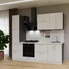 Кухня ДСП 2 Класік SENAM 2,4 м вбудована плита, окрема витяжка, з ручками Білий гладкий / Графіт (ДСП2Р24.6)