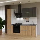 Кухня ДСП 2 Класік SENAM 2,4 м вбудована плита, окрема витяжка, без ручок Графіт сірий / Дуб крафт золотий (ДСП2Б24.2)