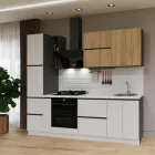 Кухня ДСП 2 Класік SENAM 2,4 м вбудована плита, окрема витяжка, без ручок Дуб крафт золотий / Білий гладкий Корпус Графіт (ДСП2Б24.5)