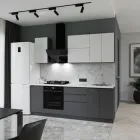 Кухня ДСП 2 Класік SENAM 2,2 м вбудована плита, окрема витяжка, без ручок Білий гладкий / Графіт сірий Корпус Графіт (ДСП2Б22.8)