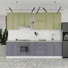 Кухня Бріджит 2,8 м МДФ плівка H900 вбудовані плита та витяжка, з ручками Сірий / Оливка (НКБП2800.7)