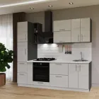 Кухня ДСП 2 Класік SENAM 2,4 м вбудована плита, окрема витяжка, з ручками Ясень серфсайд чистий / Графіт (ДСП2Р24.8)