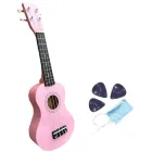 Укулеле сопрано 21» + 3 медіатори + додаткова струна + серветка з мікрофібри (Гавайська гітара) HM100-GB Рожева (mrk6898)