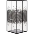 Кабіна для душу BRAVO квадратна дводверна без піддону Odra N90TB.Mosaic 90x90x180см вітраж з малюнком 4 мм профіль чорний 000028400