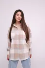 Сорочка жіноча Kraya тепла оверсайз в клітинку One size S-M бежева