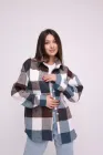 Сорочка жіноча Kraya тепла оверсайз в клітинку One size S-M шоколадно-зелений