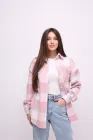 Сорочка жіноча Kraya оверсайз One size S-M в клітинку рожева