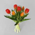Букет із 7 штучних тюльпанів помаранчево-червоних BT 0103