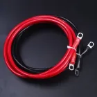 Кабель 2AWG 35 мм² пара з клемами М8 дріт 0,25м, мідь, луджений, силіконовий, багатожильний чорний і червоний