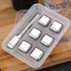 Камені для віскі металеві срібний колір 6 шт щипці (6silvercube)