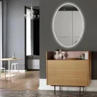 Настінне дзеркало безрамне овальне з підсвіткою для ванної Лайн Ирнот 66х46 см