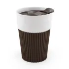 Чашка керамічна з силіконовим манжетом і кришкою поїлкою у подарунковій коробці "АФІНА" 400 мл коричнева