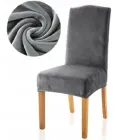 Чохол на стілець універсальний натяжний оксамитовий велюр Темно Сірий