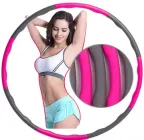 Обруч для гімнастики, круг для талії, 8 секцій, діаметр 99 см, колір рожевий/сірий