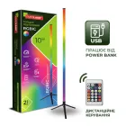 Підлоговий кутовий світильник торшер RGB лампа нічник з пультом керування, Bluetooth додатком та регулюванням яскравості EUROLAMP RGBIC 10W 1100 Lm 120cм