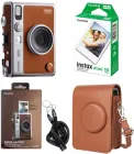 Набір Fujifilm INSTAX MINI EVO Hybrid Brown Фотокамера миттєвого друку / Картридж 10 фото / Чохол коричневий + Подарункове пакування