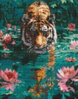 Алмазна мозаїка в обкладинці Ideyka Тигр на полюванні 40х50 см (AMO8045)