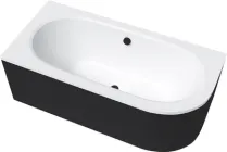Ванна акрилова Helmken Marbella Lux 170x75 см (53255SX384) комплект 4 в 1: лівостороння ванна, ніжки, Чорний підголівник та Чорна фронтальна панель