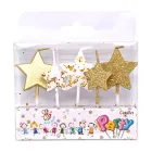 Свічки для торта фігурні "Золоті зірки", набір з 5 шт.