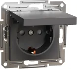 Розетка Schneider Electric Asfora із заземленням і кришкою Антрацит (EPH 3100171)