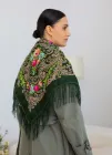 Хустка українська з тороками "Лілія" 90х90 см (зелена)