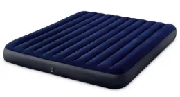 Матрац надувний Intex подвійний 203 x 183 см велюровий синій (64755) (6941057412429)