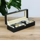 Скринька для годинників із 6 слотами, екошкіра чорна 11*11*10 см Гранд Презент (JZ-027)