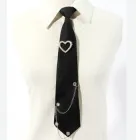 Краватка корейська з ланцюжком серце JK чорна 32 х 7 см з регулюванням у стилі аніме (ІІ) 33978