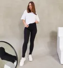 Лосини для вагітних із бавовни універсальні легінси для майбутніх мам бавовняні щільні еластичні на живіт із регульованим поясом для дому та вулиці Bonn M (44) Lullababe чорні